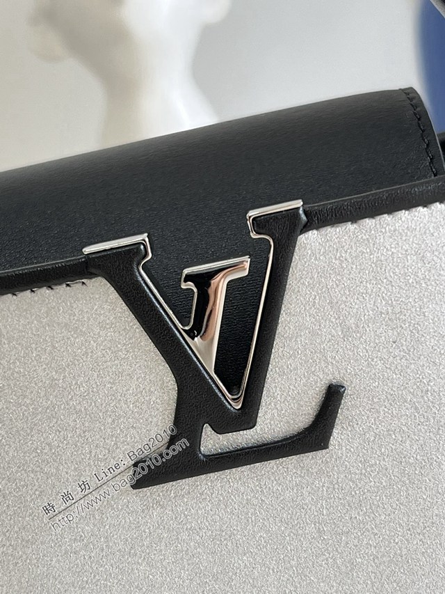 LV專櫃2023新款Capucines迷你手袋 M56955鑽石銀 路易威登小牛皮手提女包 dn1058